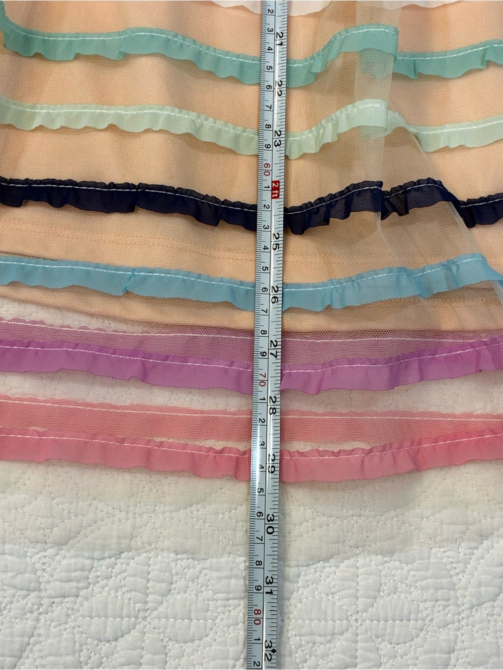 Eva Franco Anthropologie Frankie Tulle Midi Skirt Rainbow Stripe XL Fits Small - Picture 7 of 9